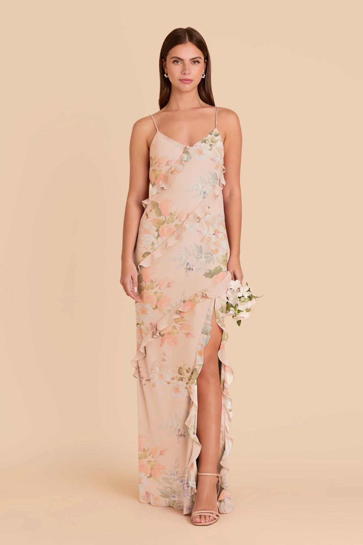 Vivienne Pale Blush Romantic Bouquet front view bridesmaid dress