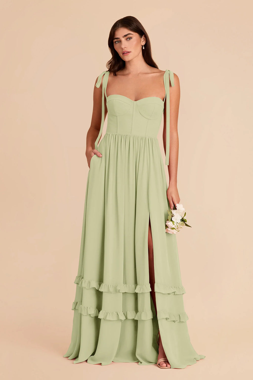 Daphne Pale Pistachio alternate view 3 bridesmaid dress