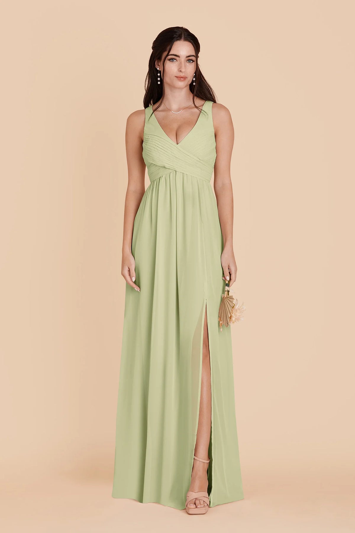 Annelise Pale Pistachio front view bridesmaid dress