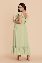 Talia Pale Pistachio back view bridesmaid dress