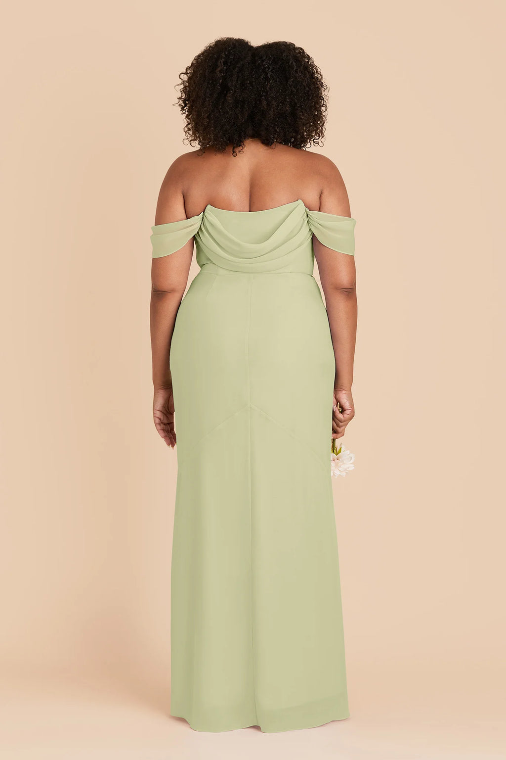 Odessa Pale Pistachio back view bridesmaid dress