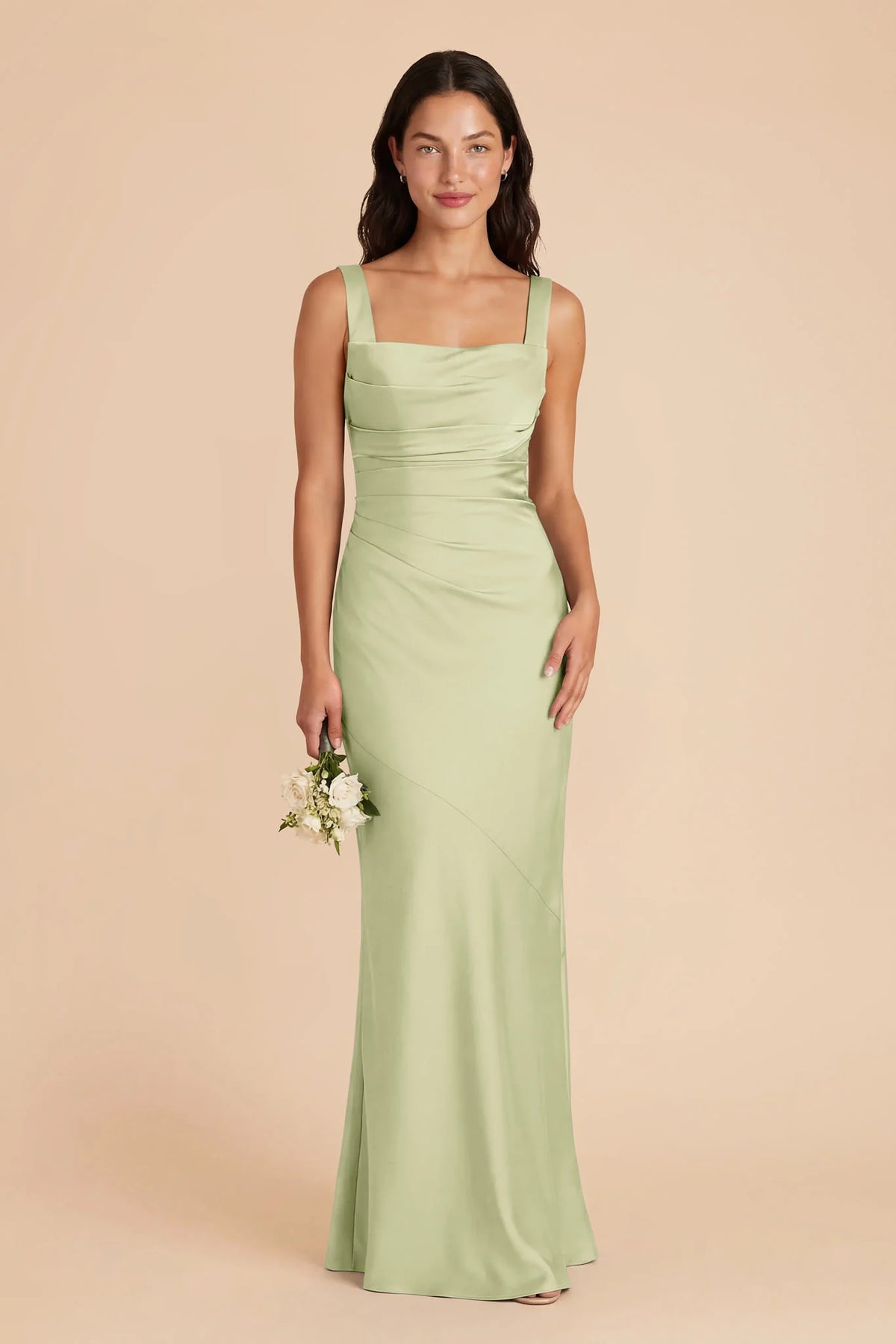 Colette Pale Pistachio front view bridesmaid dress