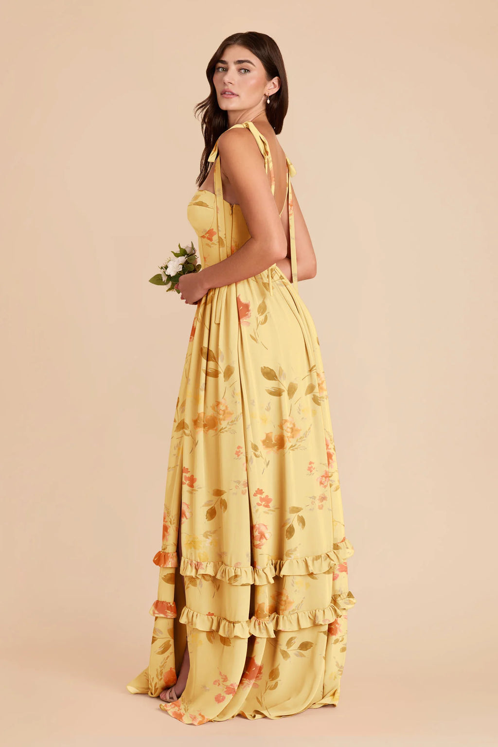 Daphne Pale Yellow Rococo Floral alternate view 2 bridesmaid dress