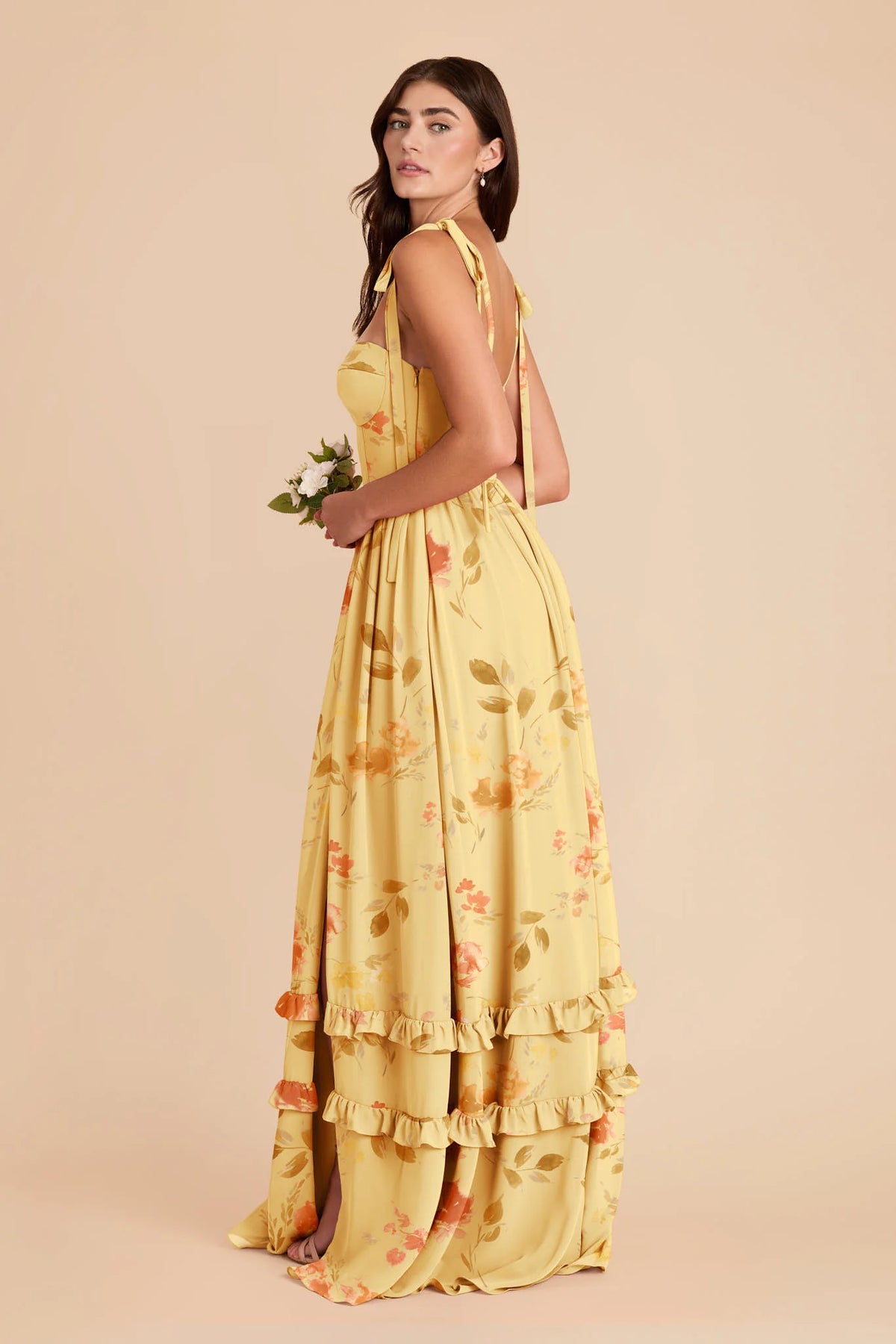 Daphne Pale Yellow Rococo Floral alternate view 2 bridesmaid dress