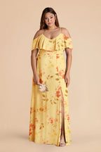 Genevieve Pale Yellow Rococo Floral alternate view 1 bridesmaid dress