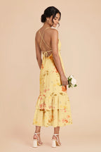 Liora Pale Yellow Rococo Floral alternate view 1 bridesmaid dress