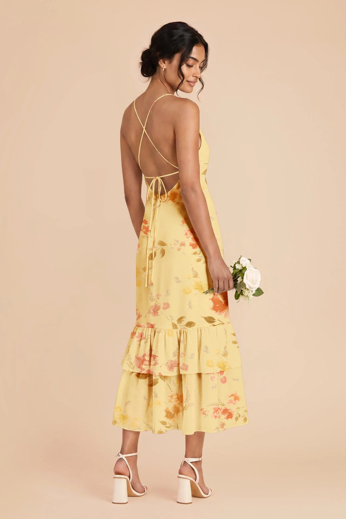 Liora Pale Yellow Rococo Floral alternate view 1 bridesmaid dress