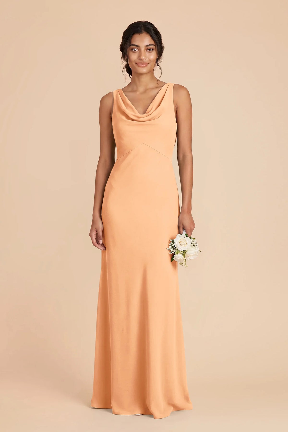 Odette Peach front view bridesmaid dress