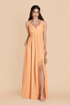 Annelise Peach front view bridesmaid dress
