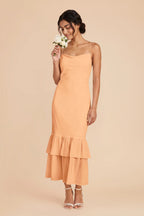 Liora Peach front view bridesmaid dress