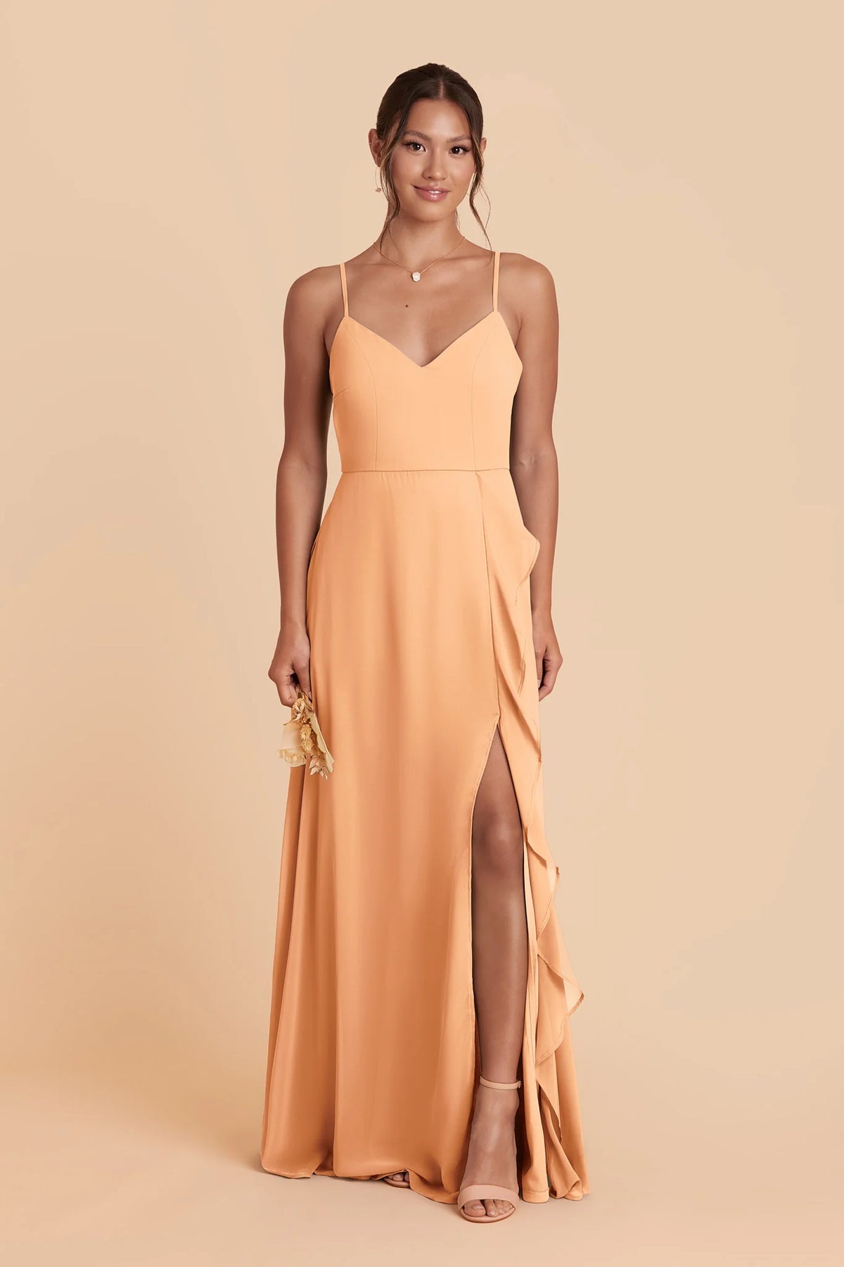 Margot Peach front view bridesmaid dress