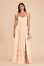 Daphne Peach Cream front view bridesmaid dress