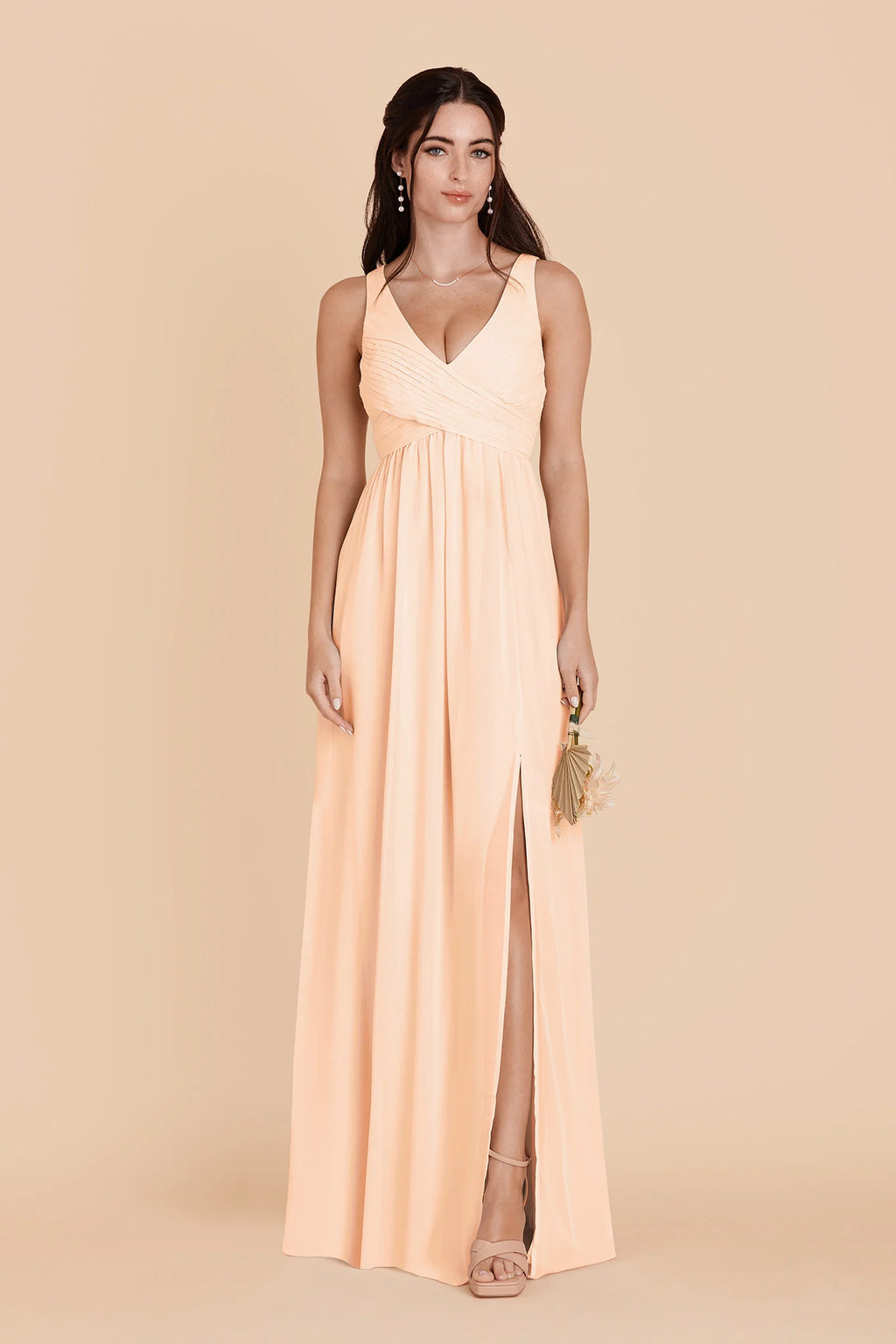 Annelise Peach Cream front view bridesmaid dress