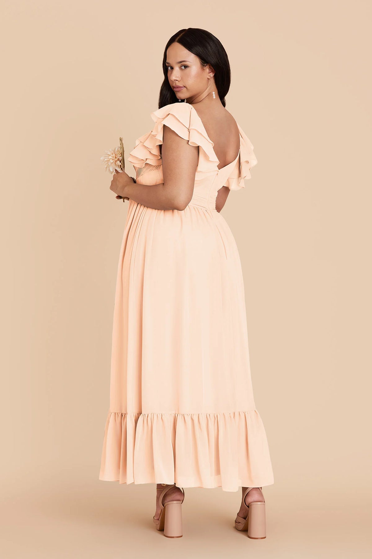 Talia Peach Cream back view bridesmaid dress