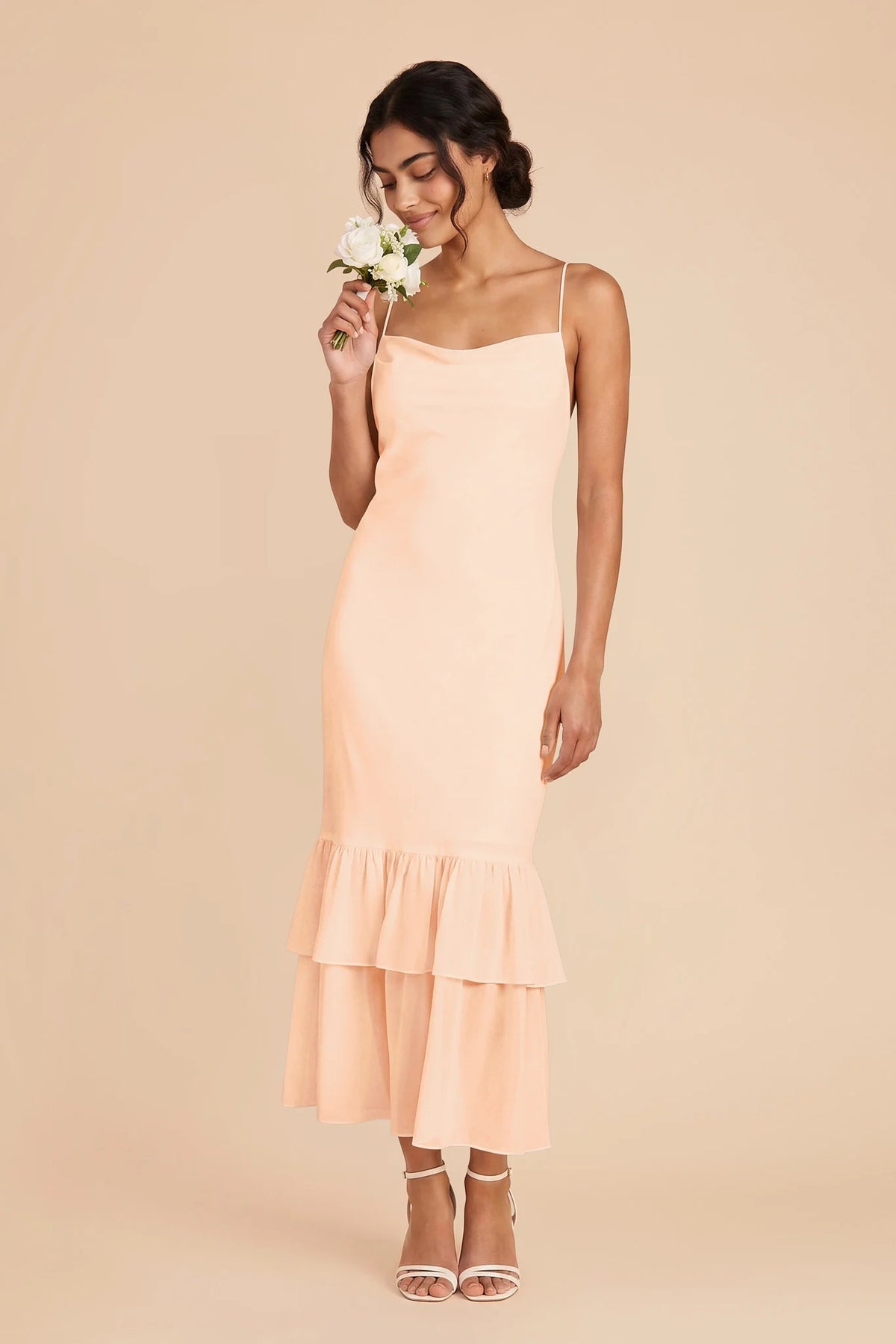 Liora Peach Cream front view bridesmaid dress