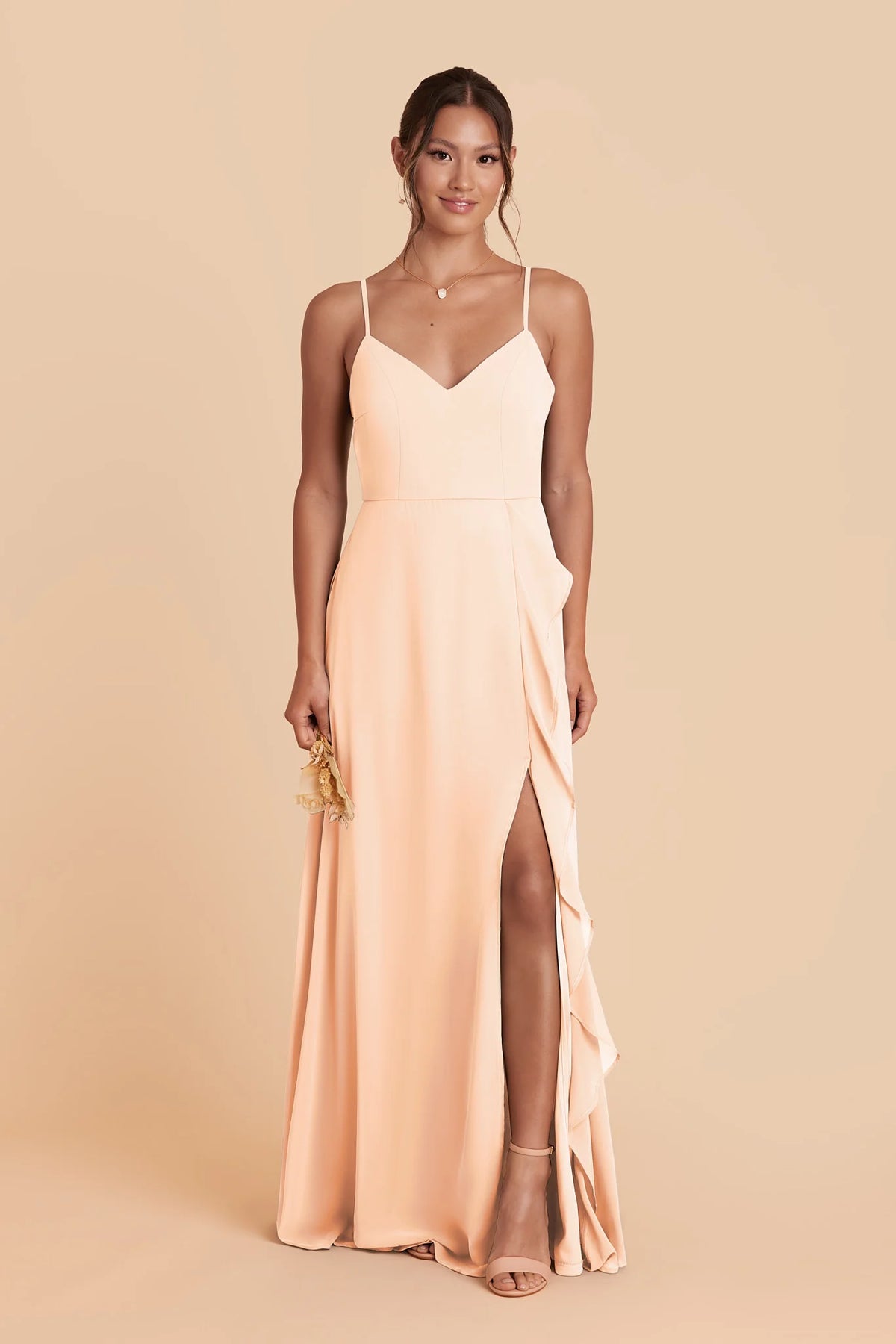 Margot Peach Cream front view bridesmaid dress