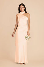 Ariadne Peach Cream front view bridesmaid dress