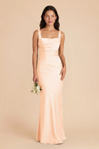 Colette Peach Cream front view bridesmaid dress
