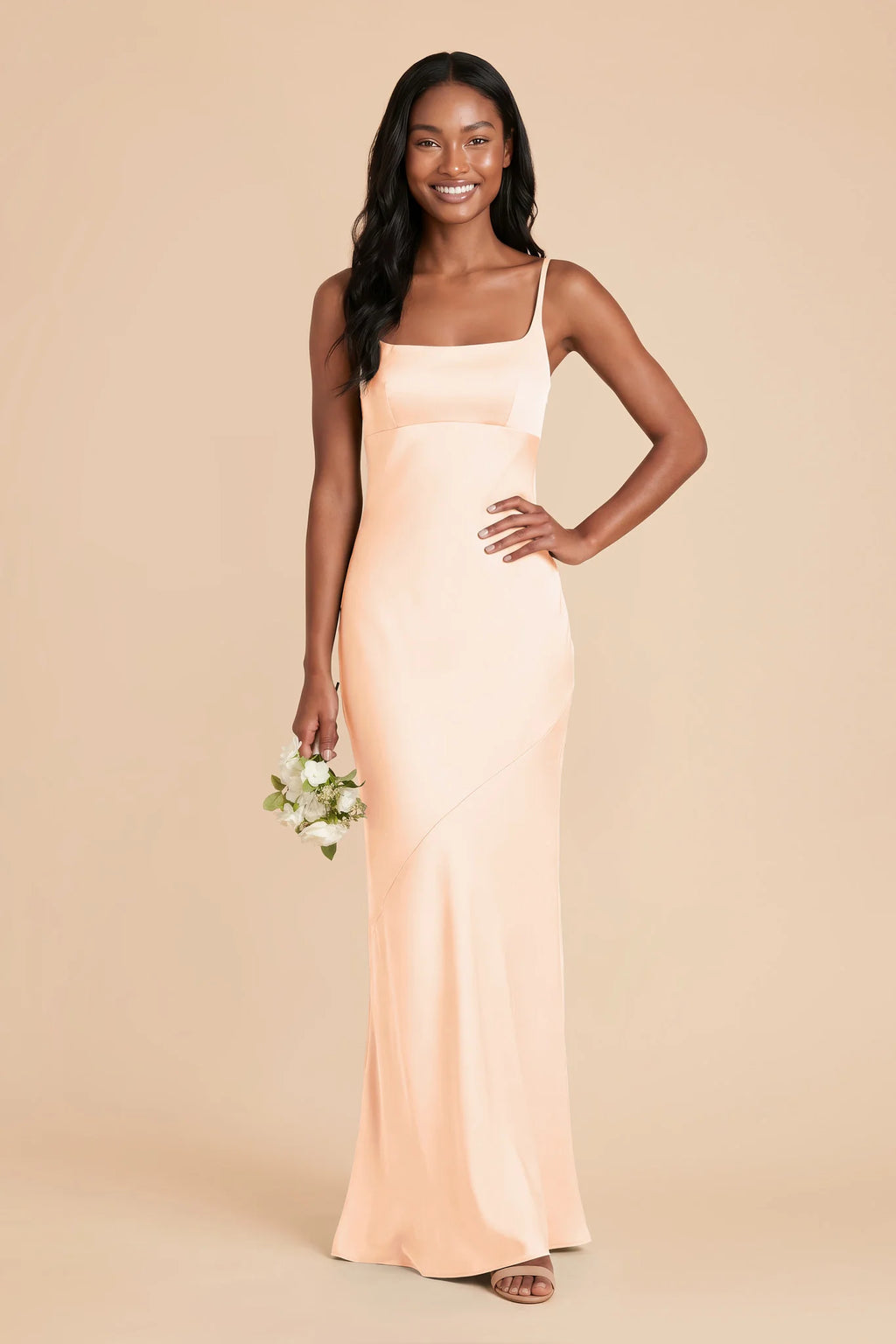 Noelle Peach Cream front view bridesmaid dress