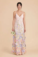 Aurelia Peach Lavender front view bridesmaid dress