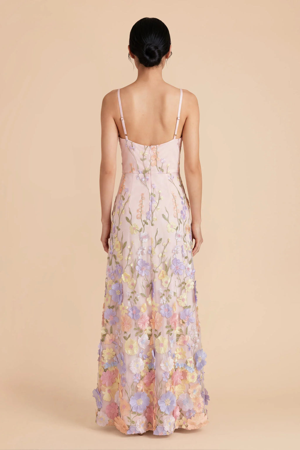 Aurelia Peach Lavender back view bridesmaid dress