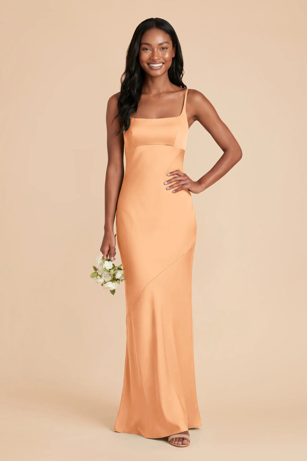 Noelle Peach front view bridesmaid dress