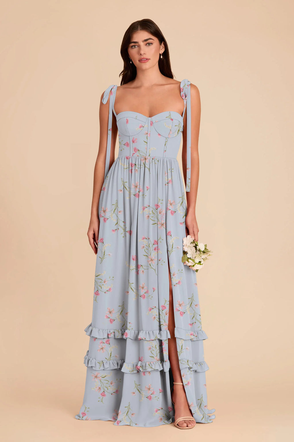 Daphne Periwinkle Blue Le Fleur front view bridesmaid dress