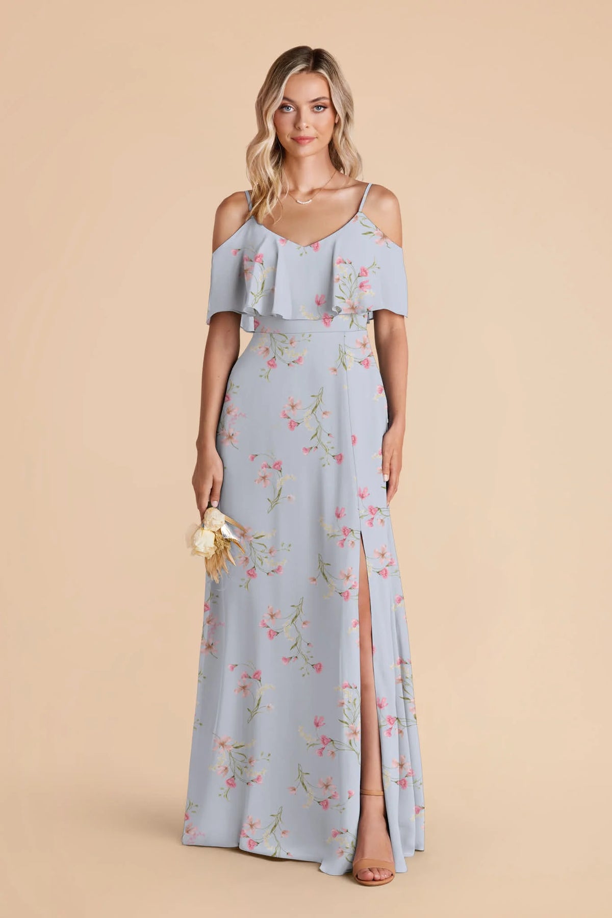 Genevieve Periwinkle Blue Le Fleur front view bridesmaid dress