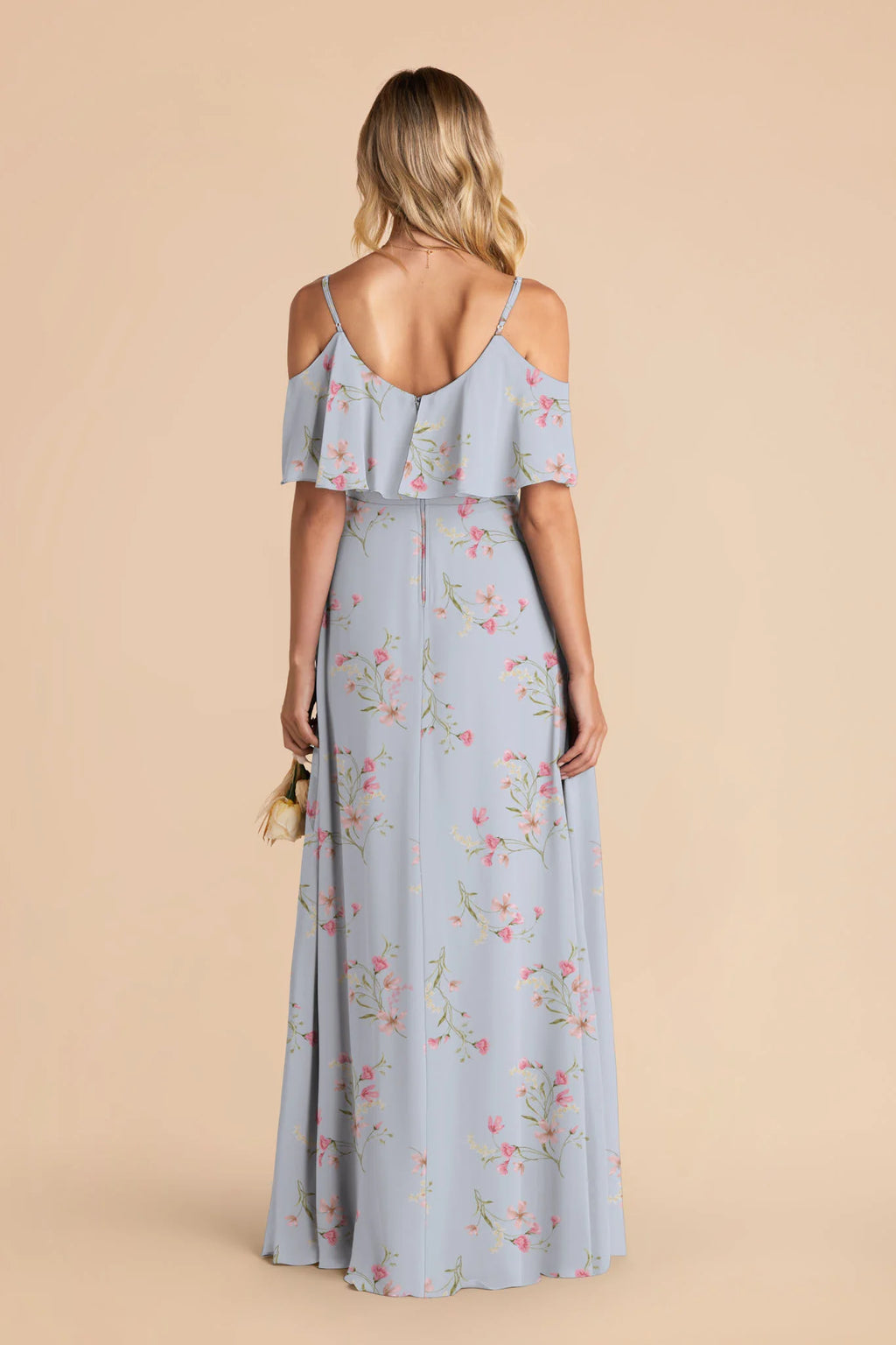 Genevieve Periwinkle Blue Le Fleur back view bridesmaid dress