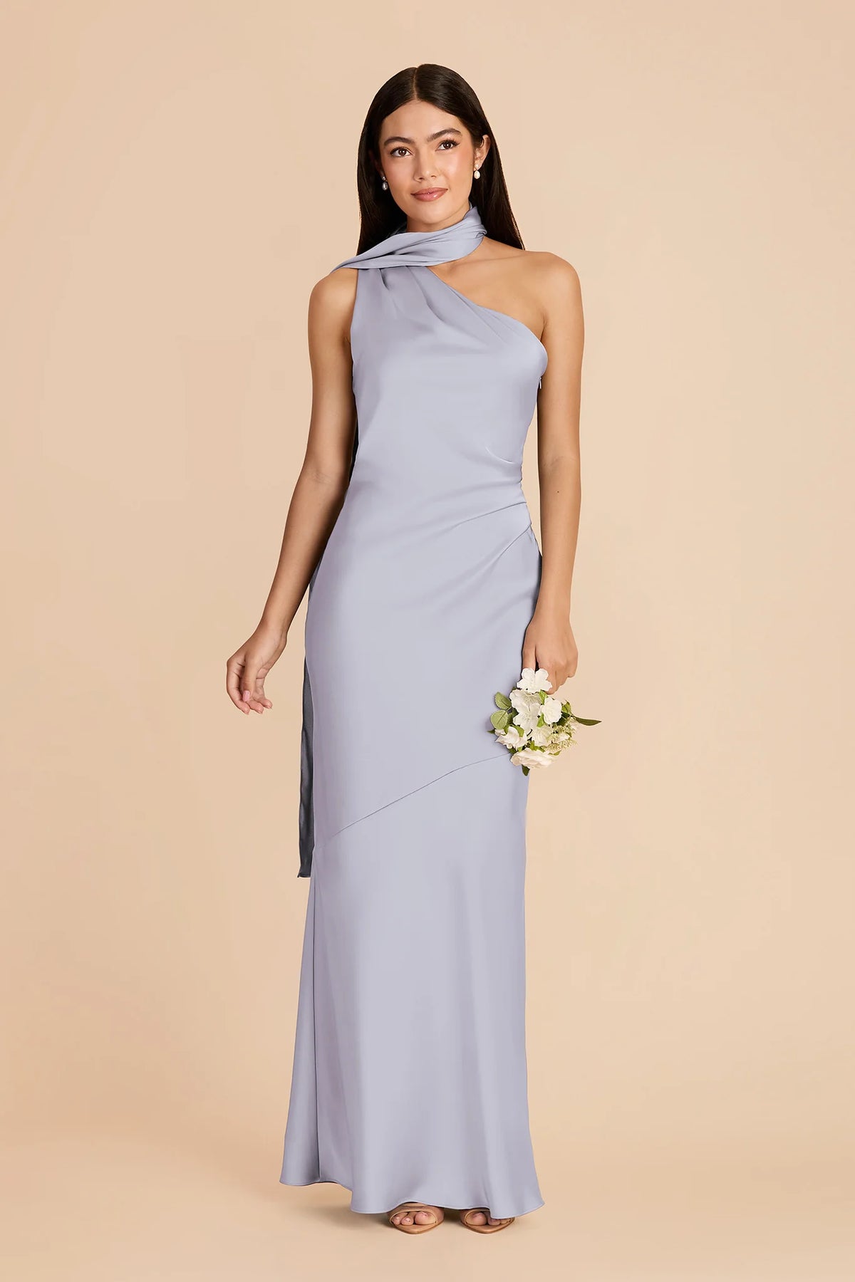 Ariadne Periwinkle Blue front view bridesmaid dress