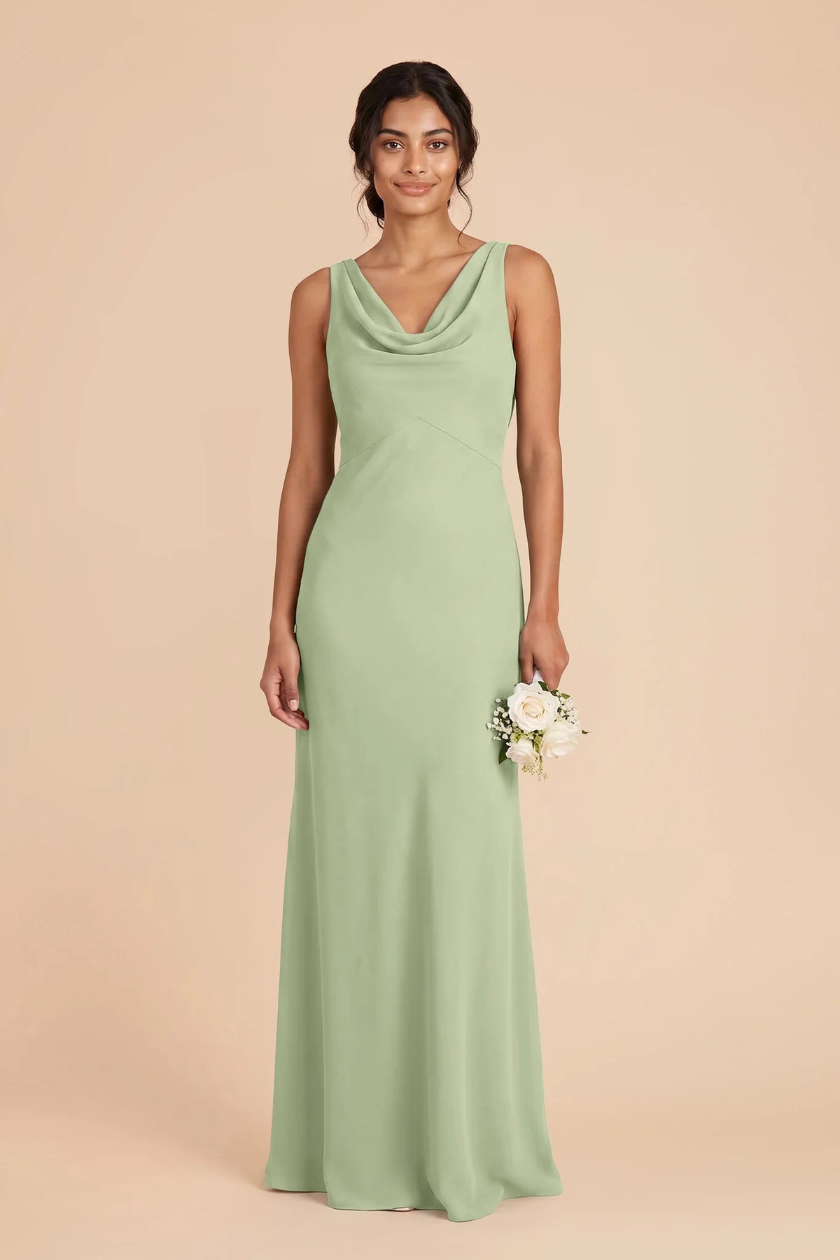 Odette Pistachio front view bridesmaid dress