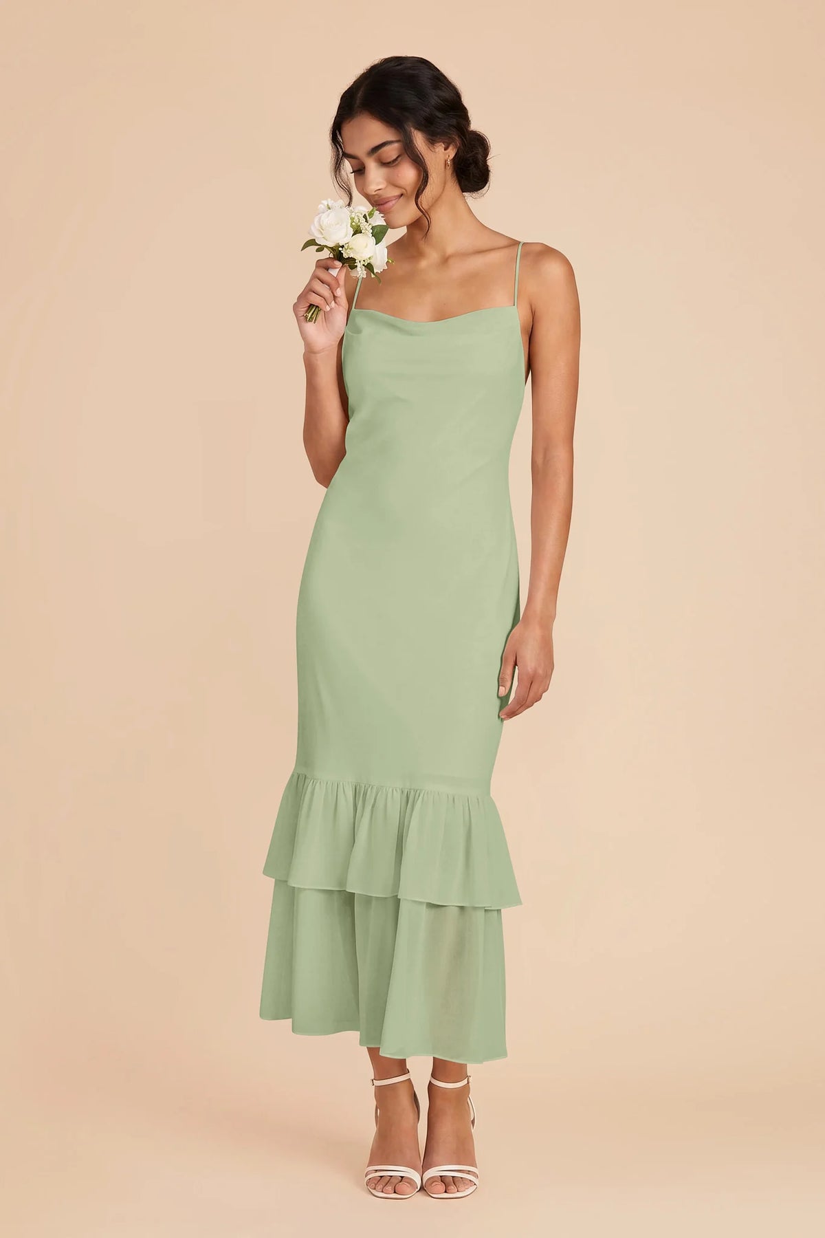 Liora Pistachio front view bridesmaid dress