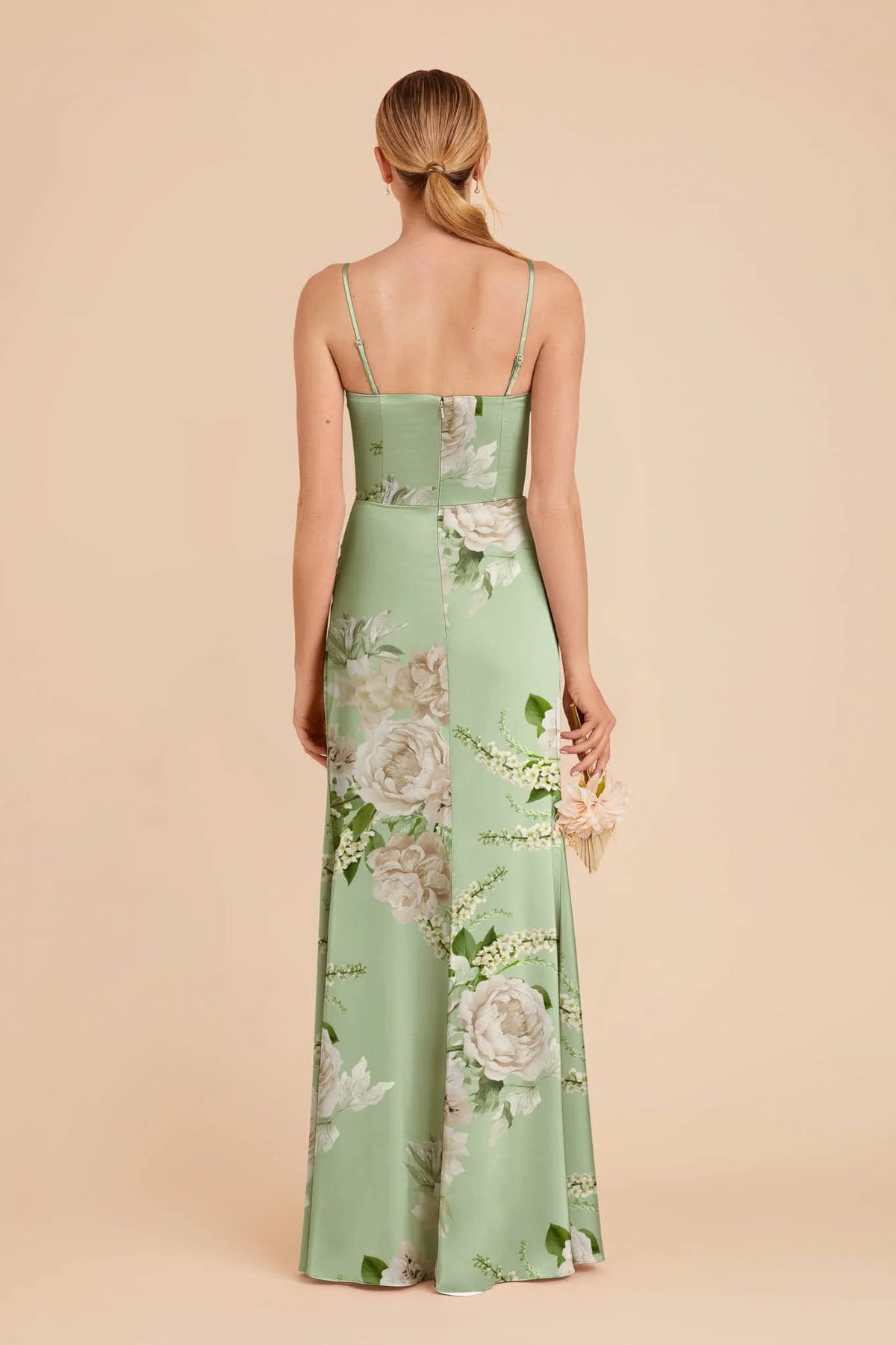 Lucienne Pistachio Garden Bloom back view bridesmaid dress