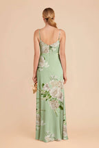 Elara Pistachio Garden Bloom back view bridesmaid dress