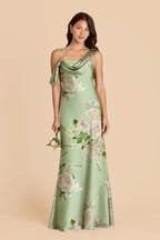 Thalia Pistachio Garden Bloom front view bridesmaid dress