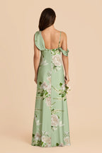 Thalia Pistachio Garden Bloom back view bridesmaid dress