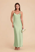 Amara Pistachio front view bridesmaid dress