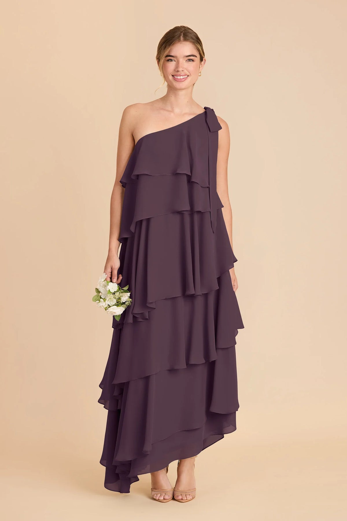 Marisol Plum front view bridesmaid dress