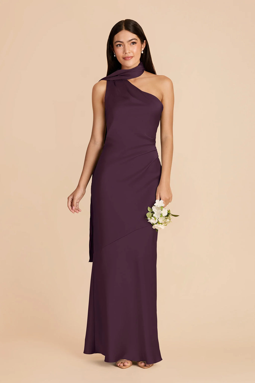 Ariadne Plum front view bridesmaid dress