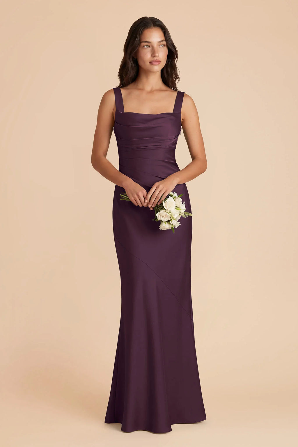 Colette Plum front view bridesmaid dress