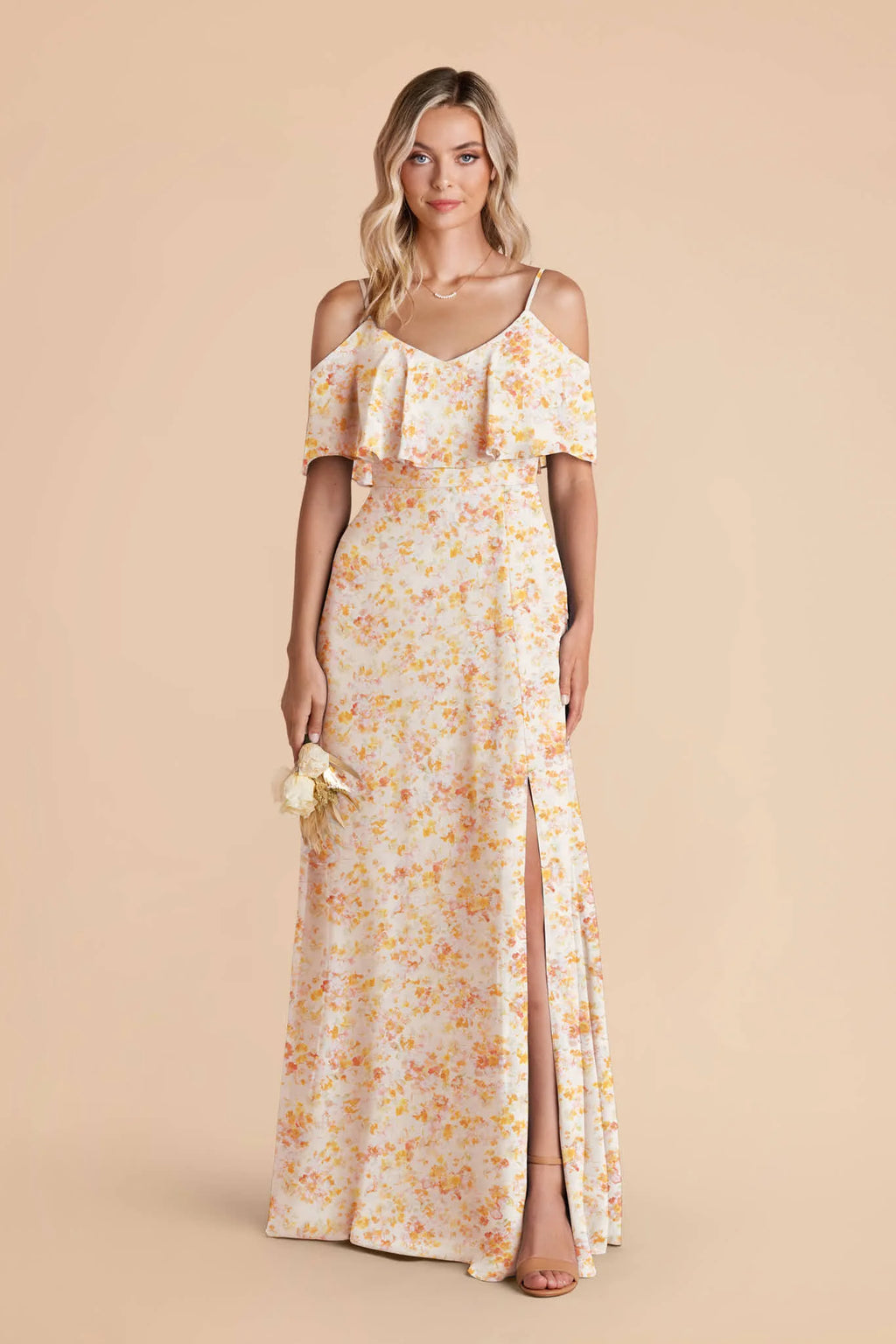 Genevieve Pressed Floral front view bridesmaid dress
