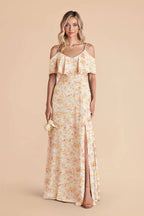 Genevieve Pressed Floral front view bridesmaid dress