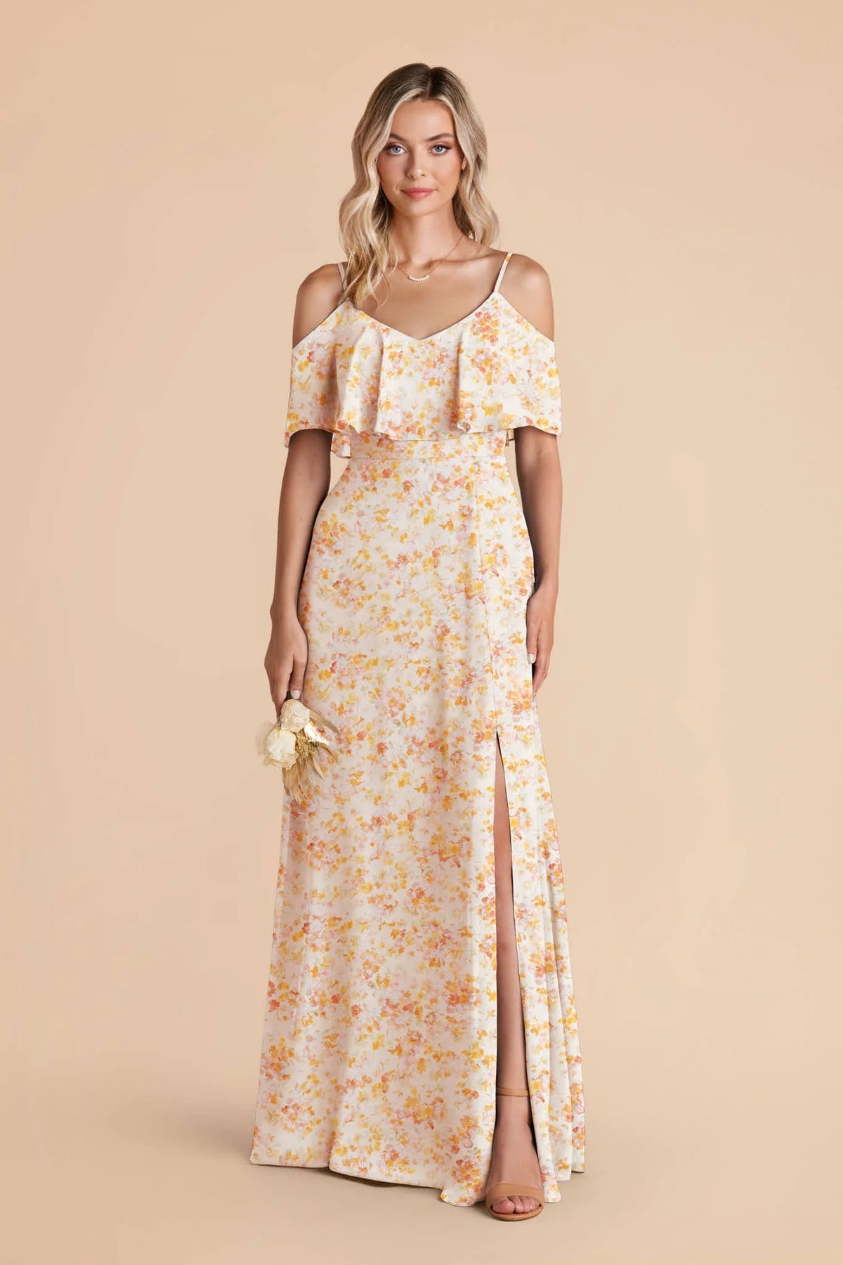 Genevieve Pressed Floral front view bridesmaid dress