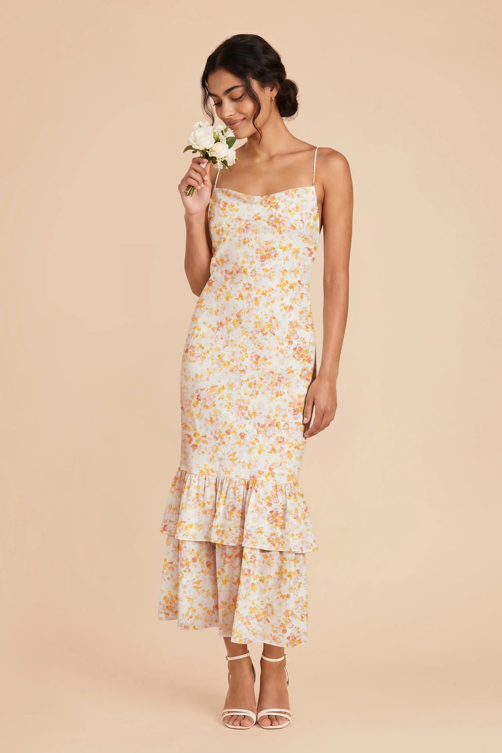 Liora Pressed Floral front view bridesmaid dress
