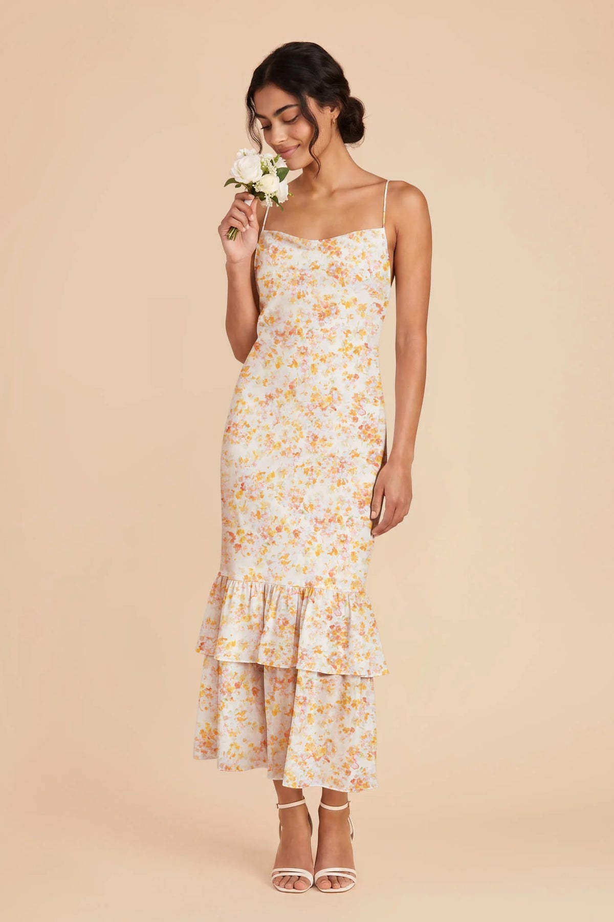 Liora Pressed Floral front view bridesmaid dress