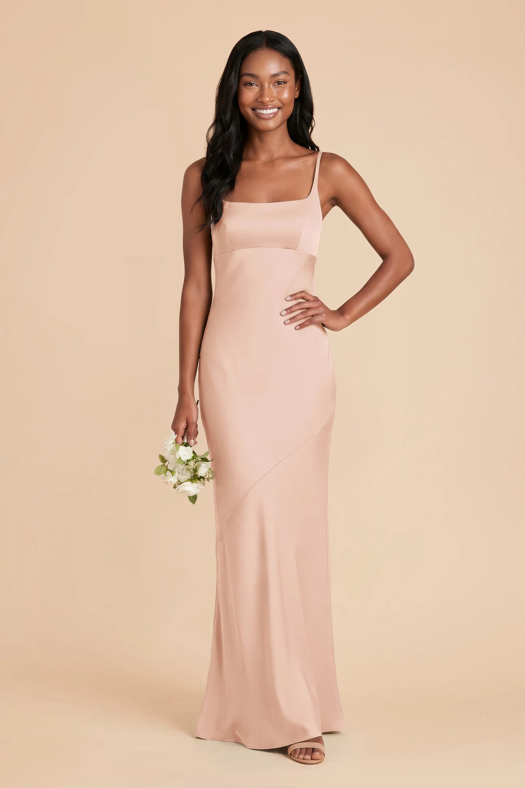Noelle Rose Gold front view bridesmaid dress
