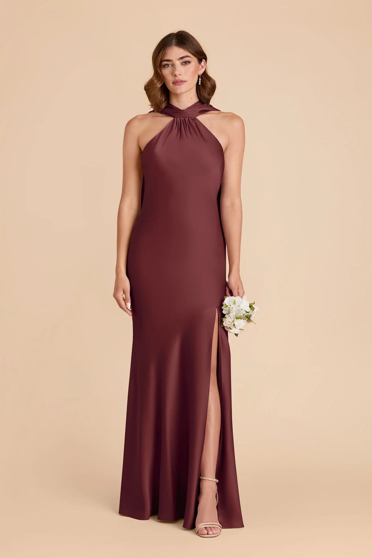 Camille Rosewood front view bridesmaid dress