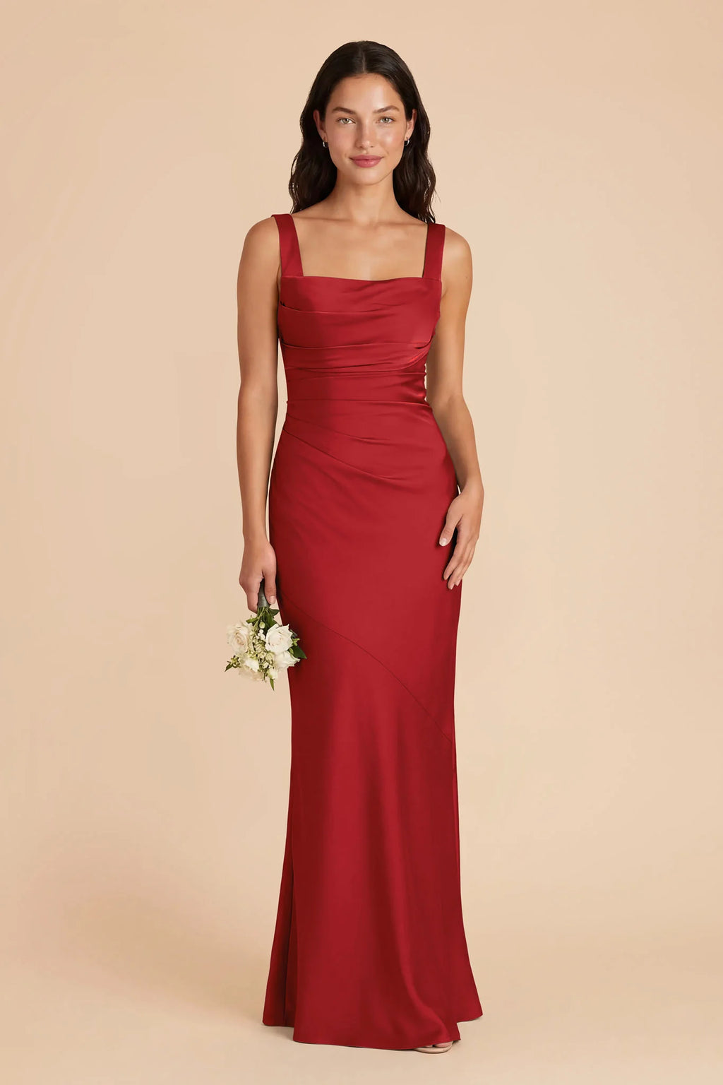 Colette Ruby Red front view bridesmaid dress
