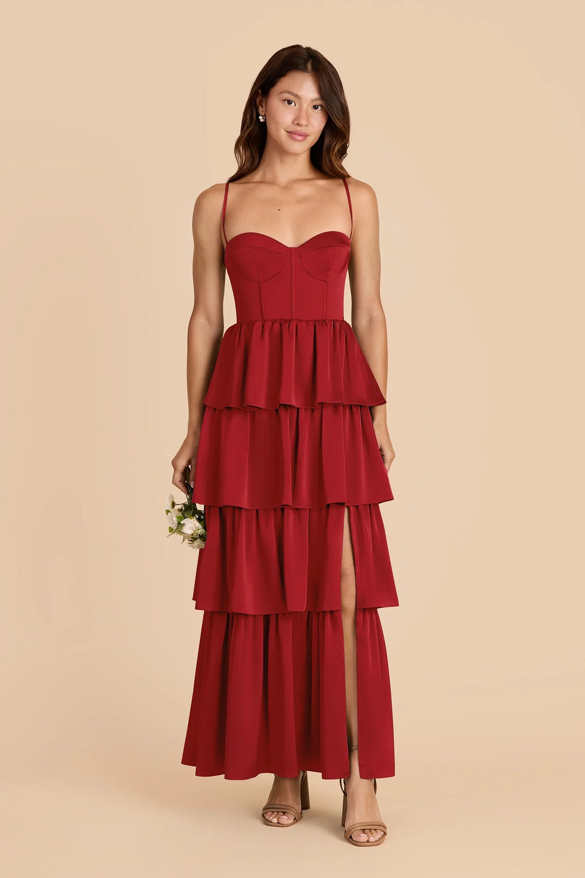 Calista Ruby Red front view bridesmaid dress