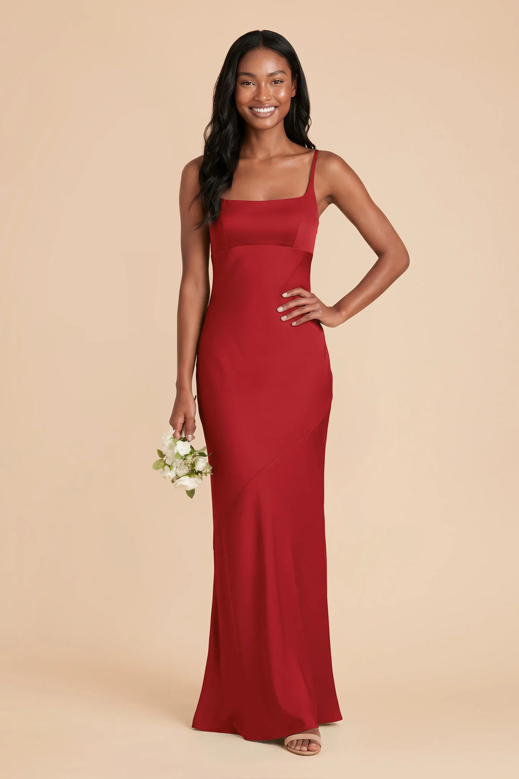 Noelle Ruby Red front view bridesmaid dress